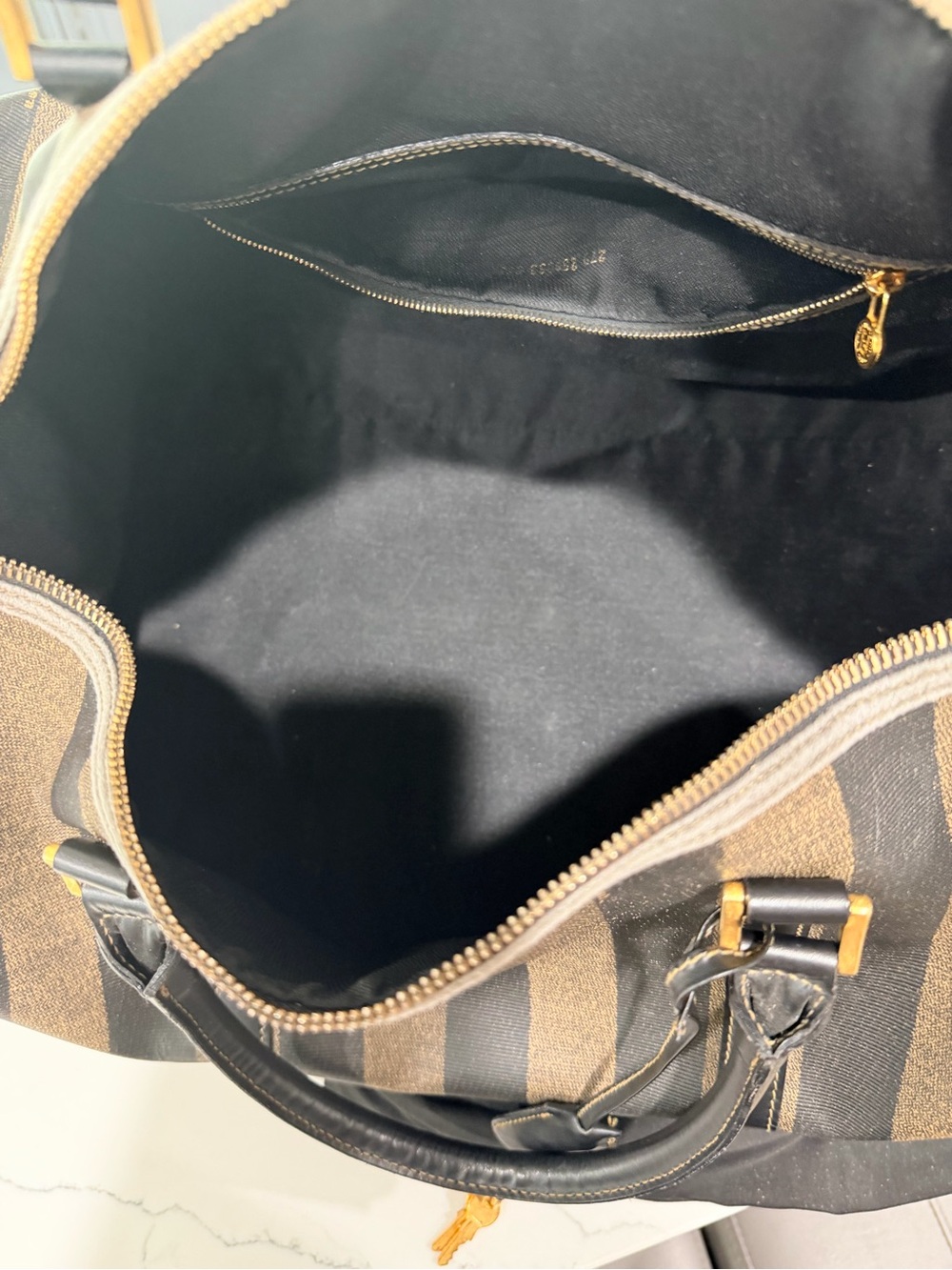 FENDI Striped Black and Brown DUFFLE Carry Bag - Picture 8 of 13